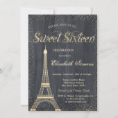 Elegant Chic Gold Eiffel Tower Confetti Sweet 16 Kaart (Voorkant)