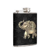Elegant Chic Gold Elephant Floral, Black Damask Heupfles (Rechts)
