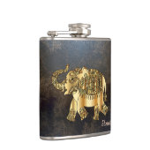 Elegant Chic Gold Elephant Floral, leder kijk Heupfles (Rechts)