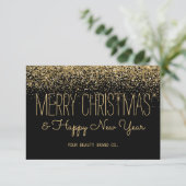 Elegant Chic Gold en Black Business Holiday Card Bedankkaart (Staand voorkant)