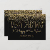 Elegant Chic Gold en Black Business Holiday Card Bedankkaart (Voorkant / Achterkant)