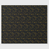 Elegant Chic Gold en Black Floral Botanical Cadeaupapier (Vlak)