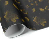 Elegant Chic Gold en Black Floral Botanical Cadeaupapier (Rol Hoek)