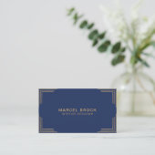 Elegant Chic Gold en Navy Blue Visitekaartje (Staand voorkant)
