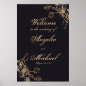 Elegant Chic Gold Faux Metal Floral Wedding Poster (Voorkant)