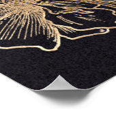 Elegant Chic Gold Faux Metal Floral Wedding Poster (Hoek)