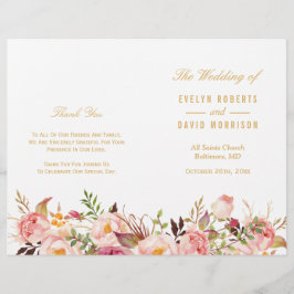 Elegant Chic Gold Floral vouded Wedding Programme