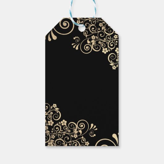 Elegant Chic Gold Flowers Hartelijk dank Cadeaulabel (Achterkant)