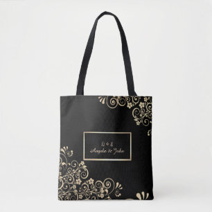 Elegant Chic Gold Flowers, Lijst Tote Bag