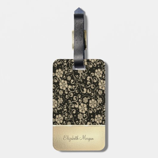 Elegant Chic Gold Flowers - op maat gesneden Bagagelabel (Achterkant verticaal)