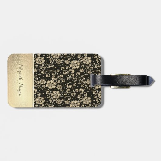 Elegant Chic Gold Flowers - op maat gesneden Bagagelabel (Achterkant horizontaal)