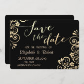 Elegant Chic Gold Flowers slaat de datum op Save The Date (Voorkant / Achterkant)