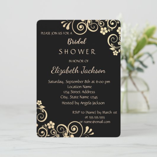 Elegant Chic Gold Flowers Vrijgezellenfeest Kaart (Staand voorkant)