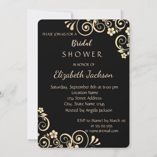 Elegant Chic Gold Flowers Vrijgezellenfeest Kaart (Voorkant)