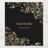 Elegant Chic Gold Flowers Wijn Etiket (Enkel label)