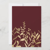 Elegant chic gold foil burgundy floral bruiloft kaart (Achterkant)