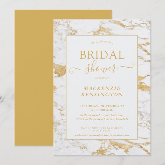 Elegant Chic Gold Foil marble Vrijgezellenfeest Kaart (Voorkant / Achterkant)