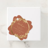 Elegant Chic Gold Foliage Terracotta Rust Wedding Bedankjes Labels (In situ)