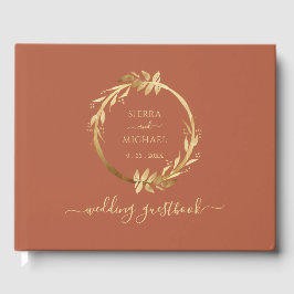 Elegant Chic Gold Foliage Terracotta Rust Wedding Gastenboek