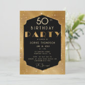 Elegant Chic Gold Glitter Black Birthday Party Kaart (Staand voorkant)