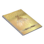 Elegant Chic Gold Glitter Bokeh, Dress, Lace Notitieboek (Rechterzijde)