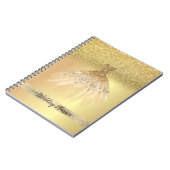 Elegant Chic Gold Glitter Bokeh, Dress, Lace Notitieboek (Linkerzijde)