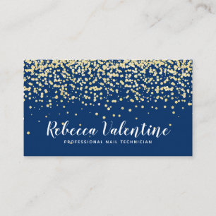 Elegant chic gold glitter confetti Plavy blue Visitekaartje