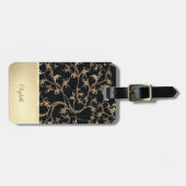 Elegant Chic Gold Glitter Flowers - Speciaal Bagagelabel (Voorkant horizontaal)