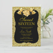 Elegant Chic Gold Glitter Gold Roos Sweet 16 Kaart (Staand voorkant)