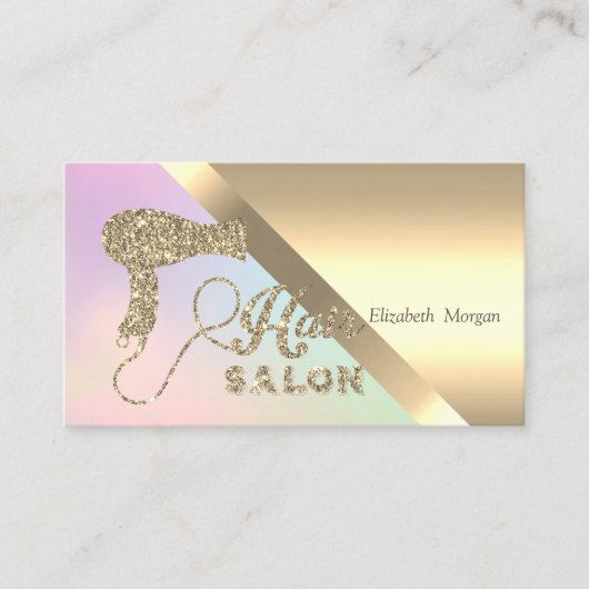 Elegant Chic Gold Glitter Hairdrye Visitekaartje (Voorkant)