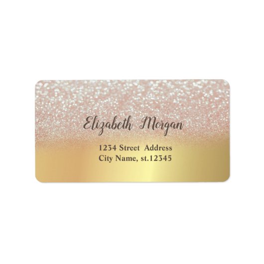 Elegant Chic Gold, Glitter Ombre Bokeh Etiket (Voorkant)