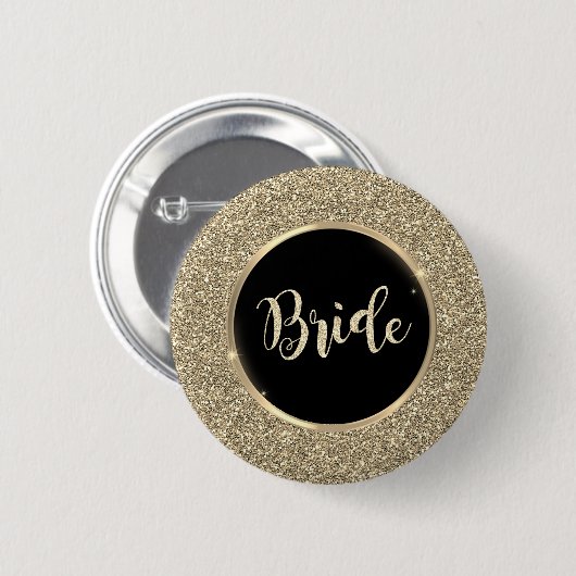 Elegant Chic Gold Glitter Ronde Button 5,7 Cm (Voorkant /achterkant)