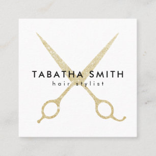 Elegant chic gold glitter scissors haar stylist vierkante visitekaartje