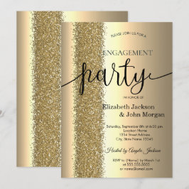 Elegant Chic Gold Glitter Script Verloving Kaart