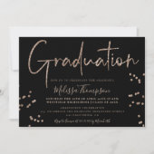 Elegant chic gold glitter script zwart afstuderen kaart (Voorkant)