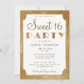 Elegant Chic Gold Glitter Sequins Sweet 16 Party Kaart (Voorkant)