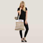Elegant Chic Gold Glitter Stripes - Aangepast Tote Bag (Op model)