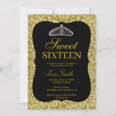 Elegant Chic Gold Glitter Tiara Sweet 16 Kaart (Voorkant)