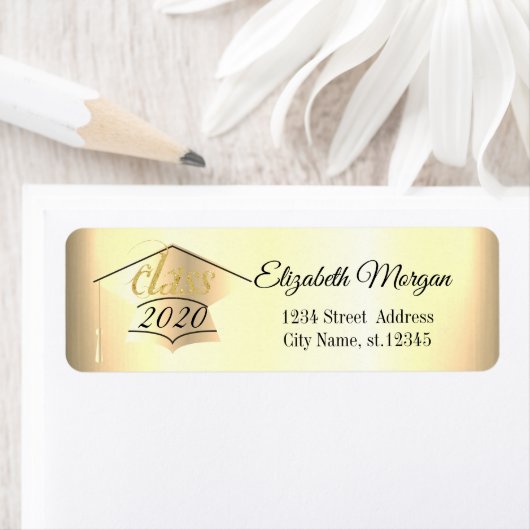 Elegant Chic Gold Gradup Cap Etiket (Insitu)