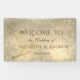 Elegant Chic Gold Hearts, Banner Vogelbruiloft