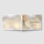 Elegant Chic Gold Hearts Boho Flowers Wedding Gastenboek (Volledig)