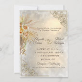 Elegant Chic Gold Hearts Boho Flowers Wedding Kaart (Voorkant)