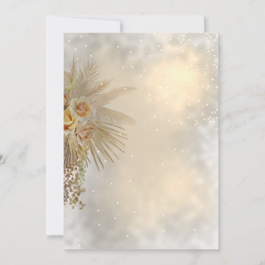 Elegant Chic Gold Hearts Boho Flowers Wedding Kaart (Achterkant)