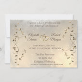Elegant Chic Gold Hearts Leaves Wedding Kaart (Voorkant)