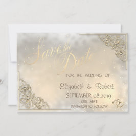 Elegant Chic Gold Hearts, Lijst sparen de datum Save The Date