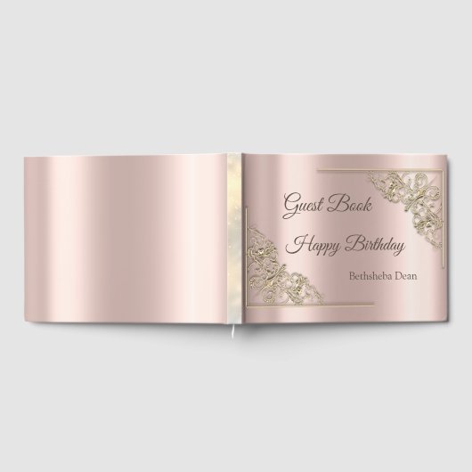 Elegant Chic Gold Hearts Roos Gold Guest Book Gastenboek (Volledig)