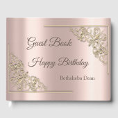 Elegant Chic Gold Hearts Roos Gold Guest Book Gastenboek (Voorkant)