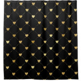 Elegant Chic Gold Hearts Tufed Black Design Douchegordijn (Voorkant)