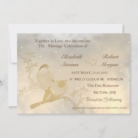 Elegant Chic Gold Hearts, uitnodiging voor bruilof (Voorkant)