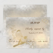 Elegant Chic Gold Hearts, vogels RSVP Kaart (Voorkant / Achterkant)